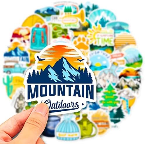 Camping Stickers, 100 PCS Outdoor Hiking Adventure Stickers Pack, Waterproof Vinyl Travel Sticker for Water Bottle Laptop Hydroflask, Wilderness Nature Decals for Camper Boys Adults Teens Girls - Image 9