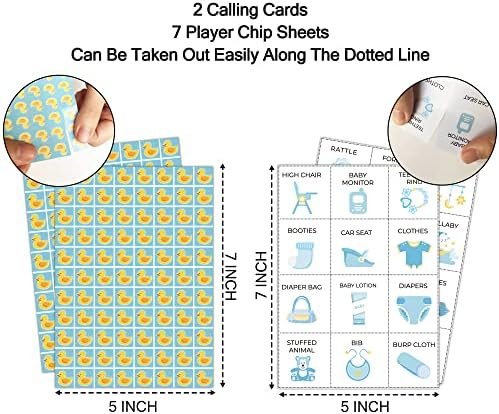 5"x7" Blue Baby Shower Bingo Cards (24 Kinds), Baby Shower Party Favors for Adult, Road Trip Activities, Travel Bingo, Family Outdoor Party Activity -004 - Image 2