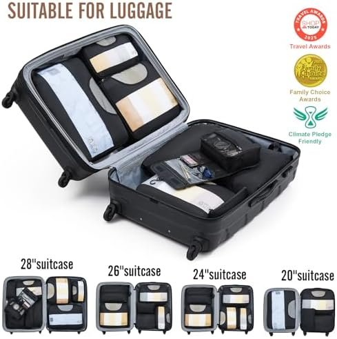 Veken 10 Set/8 Set Packing Cubes for Travel Essentials, Suitcase Organizer Bags in 4 Sizes, Carry-On Luggage Accessories with Large Laundry & Toiletry Bag, Must-Have for Airplane, Road Trip & Camping - Image 6