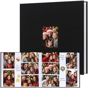 Photo Album 4x6 600 Photos with Writing Space,4 x 6 Photo Book Linen Cover with Front Window, 4x6 Picture Album, 600 Photos Photo Album Book for Wedding Kids Travel Family Baby Pictures (Black)