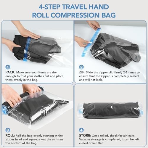 Compression Bags for Travel- Travel Essentials 10 Pack Space Saver Bags No Vacuum or Pump Needed Vacuum Storage for Clothing- Home Packing Organizers Blue - Image 4