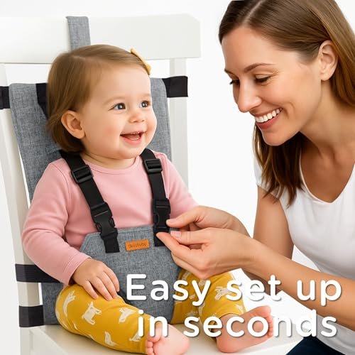 liuliuby Compact Travel High Chair | Portable High Chair for Baby | Baby Travel Essential Harness Seat | Must Haves for Vacations, Restaurants, Family Visits with Babies | Portable Highchair Seat - Image 4