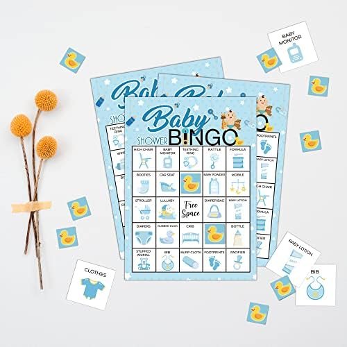 5"x7" Blue Baby Shower Bingo Cards (24 Kinds), Baby Shower Party Favors for Adult, Road Trip Activities, Travel Bingo, Family Outdoor Party Activity -004 - Image 6