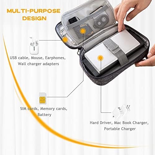 Electronic Organizer Bag Cable Organizer Travel Cord Organizer Case Pouch Portable Carrying Case for Charger Hard Drive Earphone USB SD Card (Navy) - Image 4
