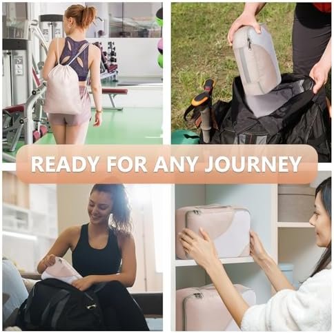 10 Set/8 Set Packing Cubes for Travel, Gifts for Women Mom,Anti-Tearing Suitcase Organizer for Luggage with Shoe & Hanging Toiletry Bag,OlarHike Vacation Essentials & Accessories for Cruise Ship,Cream - Image 7