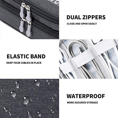 Lanola Travel Cable Organizer Bag, Electronic Accessories Case Portable Double Layer Cable Storage Bag for Cord,phone,Charger, Flash Drive, Phone, SD Card,Personal Items - (Black) - Image 5