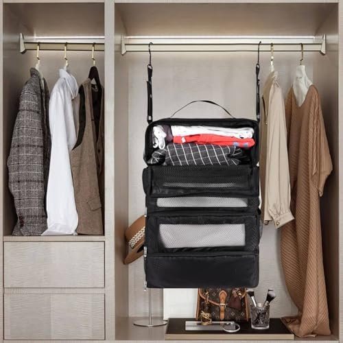 Suitcase Organizer, Travel Luggage Organizer Portable Hanging Travel Shelves Collapsible Hanging Packing Cubes for Carry on Suitcase - Image 7