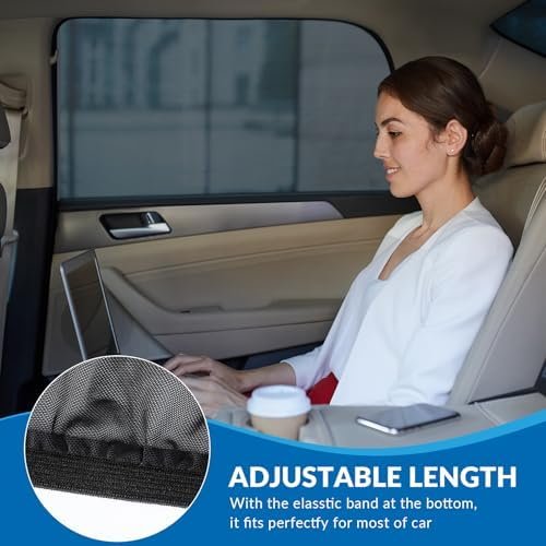 Car Window Shades - 2 Pack Sun Shade for Car Window Baby, Rear Side Window Sun Shade Stretchy Mesh, UV Protection Spandex Window Shade for Baby Family Pet(Large 28"x43") - Image 4