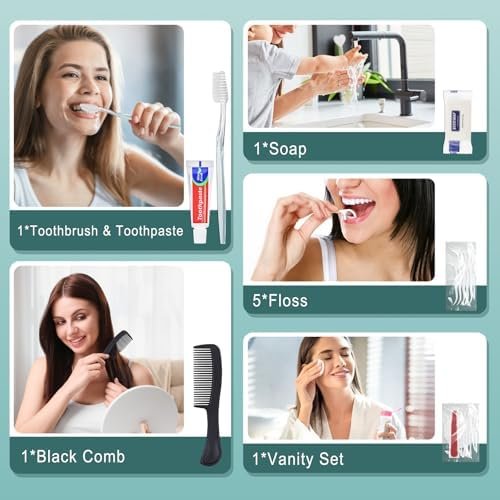 50 Sets Personal Hygiene Kit Bulk, Disposable Toothbrushes with Toothpaste Floss Comb Soap Cover and Vanity Kit, Toiletry Kits Homeless Supplies Bulk for Women,Men,Travel,Homeless - Image 4