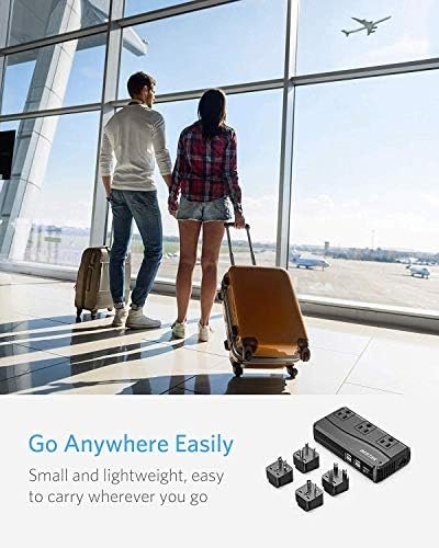 BESTEK Universal Travel Adapter 100-220V to 110V Voltage Converter 250W with 6A 4-Port USB Charging 3 AC Sockets and EU/UK/AU/US/India Worldwide Plug Adapter (Black) - Image 8