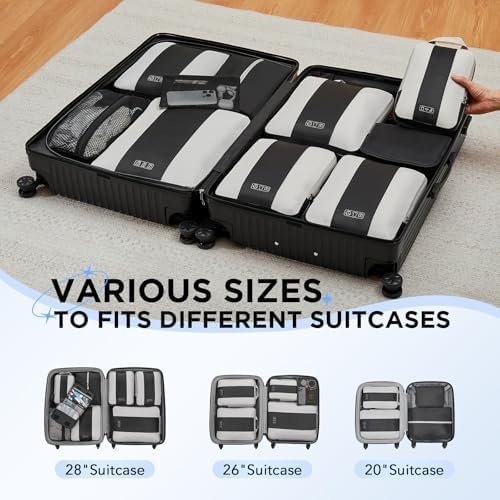 10 Set Compression Packing Cubes for Travel Essentials,Compressible Expandable Packing Cubes for Suitcase,OlarHike Luggage Organizer Bags for Travel,Handy Helper for Organizing Clothes(Black) - Image 7