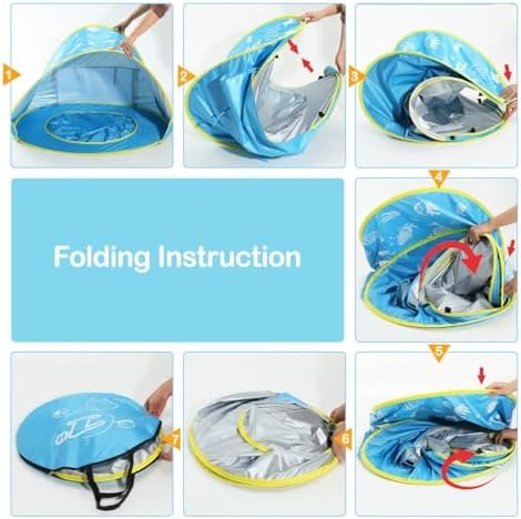 Zooawa Baby Beach Tent, Pop Up Beach Tent Sun Shade for Beach, Portable Shade Pool UV Protection Sun Shelter for Infant with Beach Sand Toys Set - Image 9