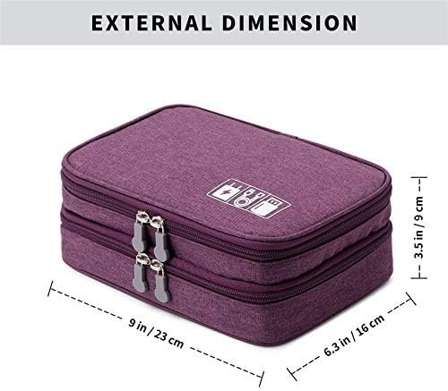 mygreen Electronics Travel Organizer Storage Bag, Double Layer Universal Traveling Gear Accessories Carrying Cover Pouch for iPad Mini Cables Phone Chargers Adapter Flash Hard Drive and More Purple - Image 4
