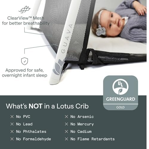 Guava Lotus Travel Crib with Lightweight Backpack Design | Certified Baby Safe Portable Crib | Folding Play Yard with Comfy Mattress for Babies & Toddlers | Compact Baby Travel Bed - Image 6