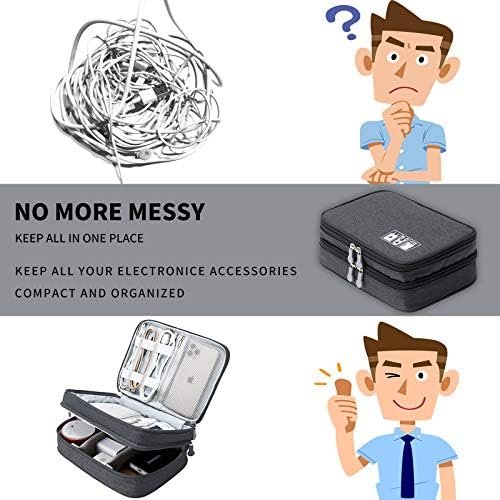 Lanola Travel Cable Organizer Bag, Electronic Accessories Case Portable Double Layer Cable Storage Bag for Cord,phone,Charger, Flash Drive, Phone, SD Card,Personal Items - (Black) - Image 6