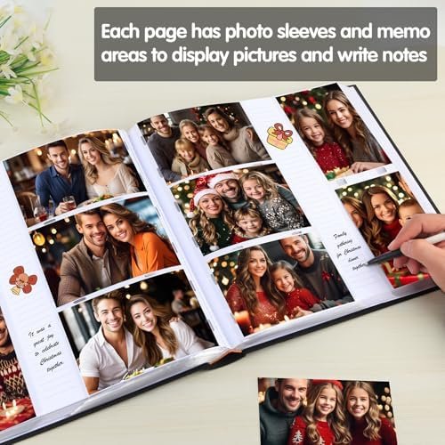 Photo Album 4x6 600 Photos with Writing Space,4 x 6 Photo Book Linen Cover with Front Window, 4x6 Picture Album, 600 Photos Photo Album Book for Wedding Kids Travel Family Baby Pictures (Black) - Image 4