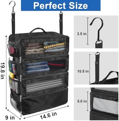 Suitcase Organizer, Travel Luggage Organizer Portable Hanging Travel Shelves Collapsible Hanging Packing Cubes for Carry on Suitcase - Image 4