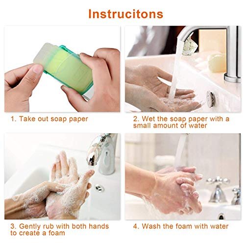 HongyiTime 2 Boxs (100 Sheets) Hand Washing Soap Sheets for Outdoor Travel,Portable Camping Hand Soap,Hiking Washing Hand Bath Paper Soap for Travel,BBQ,Party,School,Girls - Image 2