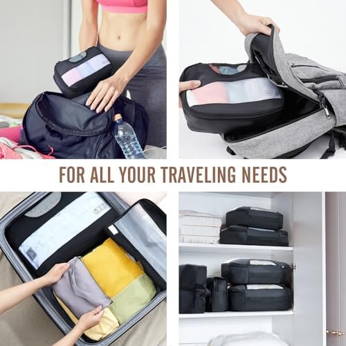 Veken 10 Set/8 Set Packing Cubes for Travel Essentials, Suitcase Organizer Bags in 4 Sizes, Carry-On Luggage Accessories with Large Laundry & Toiletry Bag, Must-Have for Airplane, Road Trip & Camping - Image 7
