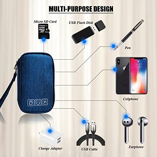 Electronic Organizer Bag Cable Organizer Travel Cord Organizer Case Pouch Portable Carrying Case for Charger Hard Drive Earphone USB SD Card (Navy) - Image 6