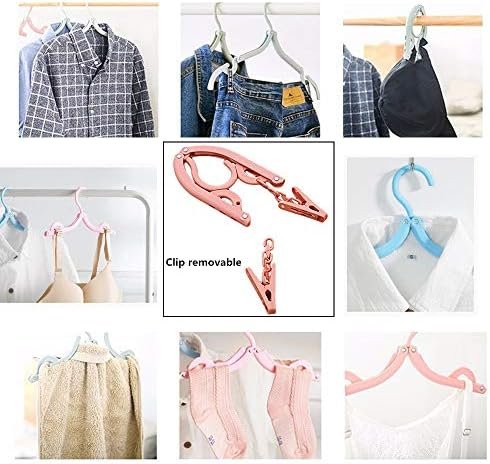 YOUOWO 12 Pcs Travel Hangers with 24 Pcs Clips,Portable Foldable Clothes Hangers for Scarves Suits Trousers Pants Shirts Socks Underwear - Image 7