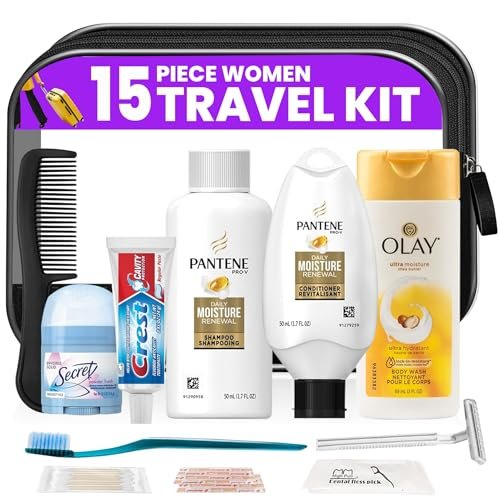 All Your Travel Essentials In One: Travel Toiletry Kit For Women – 15 Piece Set of Premium Travel Size Toiletries, TSA Compliant, Travel Essentials, Includes Shampoo And Conditioner, & More - Image 8