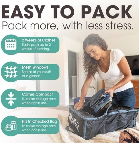 Pack Gear Hanging Suitcase Organizer - Our Large Hanging Luggage Organizer Fits Any Suitcase - Our Packing Cubes For Travel Uses Mesh Windows to Make it Easy to Find your Clothes (Black, L) - Image 3