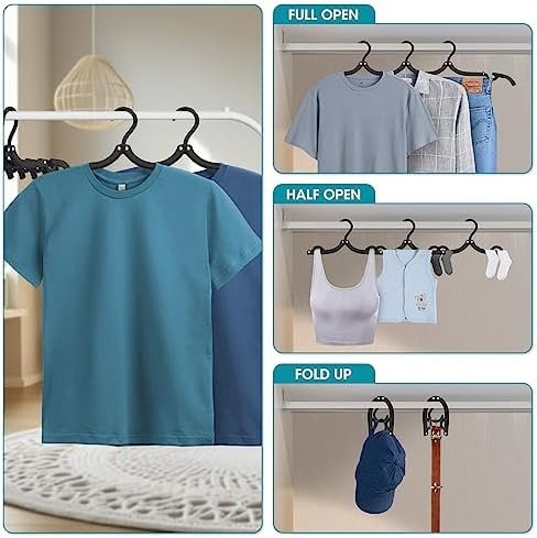 30 Pcs Travel Hangers Portable Foldable Travel Hanger Organizer, Plastic Cruise Essentials Clothes Drying Rack Folding Hangers for Camping Flying RV Europe Vacation Essentials Suitcase, Black - Image 3