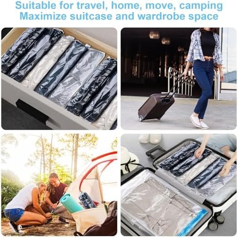 Compression Bags for Travel, 10 PCS Space Saver Bags, Hand Roll Vacuum Packing Bags for Travel, No Vacuum Needed, (3 Large, 3 Medium, 4 Small), Clothing, Luggage, Home Organizers Storage Bags - Image 7