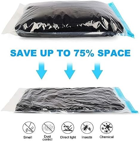 Compression Bags - Travel Essentials 12 Pack Space Saver No Vacuum or Pump Needed Storage Accessorie and Home Packing Organizers (transparent) - Image 2