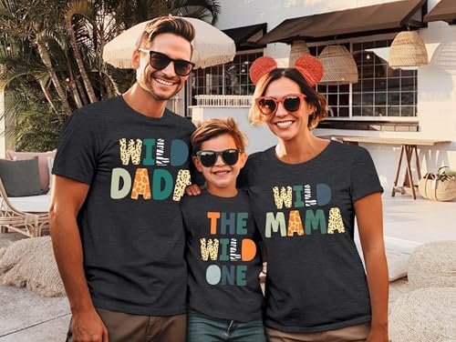 Family Trips Matching Shirts : Wild One Print Tee Safari Animal Theme Parent-Child Outfit - Image 3