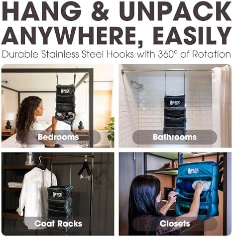 Pack Gear Hanging Suitcase Organizer - Our Large Hanging Luggage Organizer Fits Any Suitcase - Our Packing Cubes For Travel Uses Mesh Windows to Make it Easy to Find your Clothes (Black, L) - Image 6