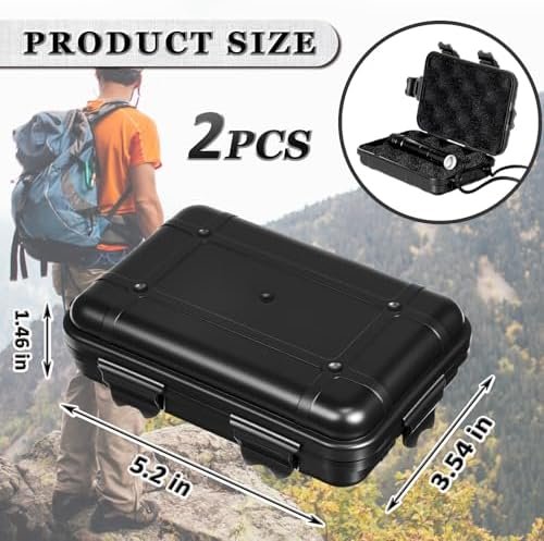 2 Pcs Small Waterproof Case with Foam Insert, 5.2 x 3.54 x 1.46 Camping Survival Kit with Foam Secure Closure, Shockproof Plastic Hard Case Easy to Carry for Outdoor Adventures & Travel - Image 2
