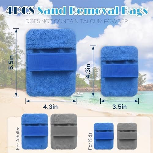 4Packs Sand Remover for Beach, Talc-Free Sand Removal Bags for Adults & Kids, Skin-Friendly Sand Off Bags Beach Vacation Camping Essentials - Image 2