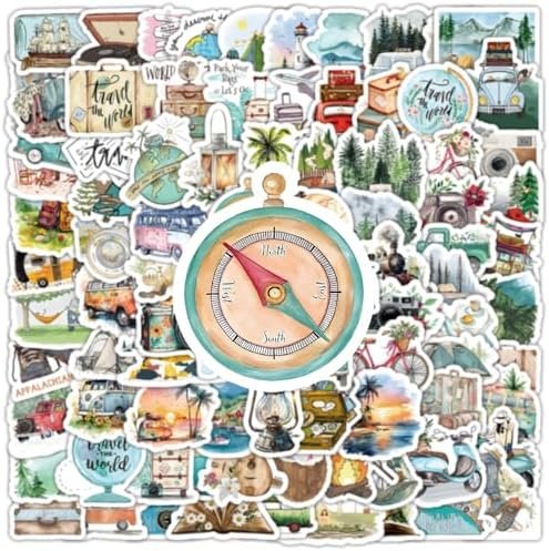 200 Pcs Outdoor Travel Stickers for Kids Teens Adults, Waterproof Hiking Adventure Camping Scrapbooking Luggage Water Bottle Decals for Laptops Bicycles Notebooks Guitar Helmets Cars - Image 2