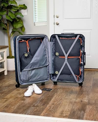 Large Compression Packing Cubes for Travel-Packing Cube Luggage Organizers 7 Piece Set for Checked Luggage-Ultralight, Expandable/Compression Bags by TRIPPED Travel Gear (Grey/Orange) - Image 2