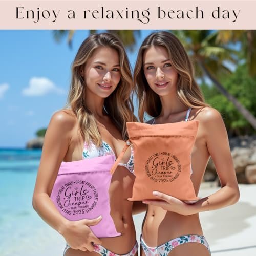 2Pcs Girls Trip Gifts Wet Dry Bag, Aloha Beach Bag Wet Bag Favors, Sunscreen Swimsuit Toiletry Travel Essentials For Women, Beach Travel Laundry bags for Dirty Diaper Swimsuit Gifts - Image 4