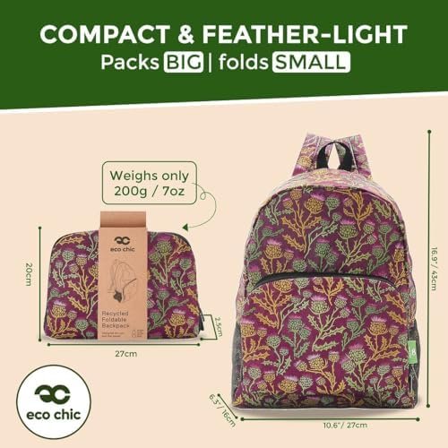 ECO CHIC Hiking Lightweight Packable Backpack - Foldable Daypack for Travel & Hiking & Outdoor Adventures - Waterproof Backpack from Recycled Materials (Thistle Purple) - Image 3