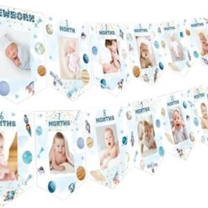 Oudain First Trip Around The Sun Photo Banner for Boys First Trip Around The Sun Birthday Decorations Baby Picture Banner Garland for Newborn to 12 Months' Boy Outer Space Theme 1st Party Supplies