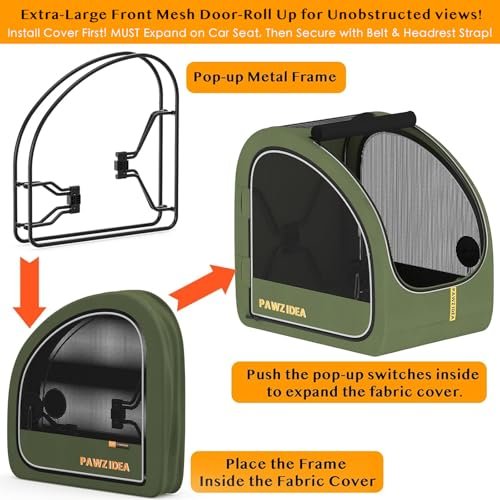 PAWZIDEA Dog Stroller for Large Dogs, Collapsible Pet Stroller with Detachable Carrier, Portable Dog Crate for Car Seat, Adjustable Handle, All-Terrain 9” Wheels, Ideal for Travel & Outdoor Adventures - Image 9
