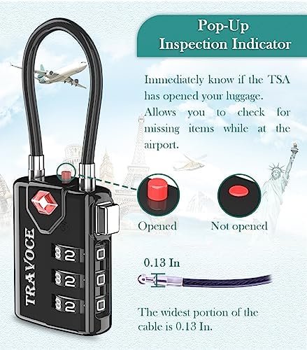 TSA Approved Luggage Locks, Travel Locks Which Also Work Great as Gym Locks, Toolbox Lock, Backpack and More, Black 4 Pack - Image 6