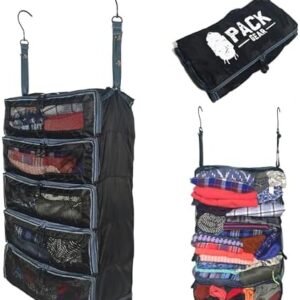 Pack Gear Hanging Suitcase Organizer - Our Large Hanging Luggage Organizer Fits Any Suitcase - Our Packing Cubes For Travel Uses Mesh Windows to Make it Easy to Find your Clothes (Black, L)