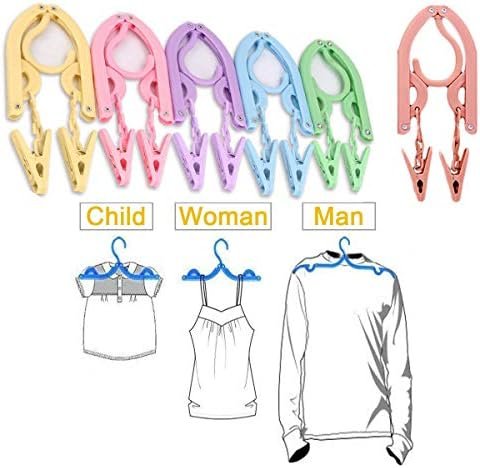 YOUOWO 12 Pcs Travel Hangers with 24 Pcs Clips,Portable Foldable Clothes Hangers for Scarves Suits Trousers Pants Shirts Socks Underwear - Image 4