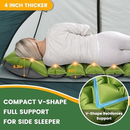 Ultralight Camping Sleeping Pad with Built-in Pillow & Foot Pump, Compact Inflatable Air Mattress for Backpacking, Hiking, Tent, Travel Camp & Outdoor Adventures - Image 2