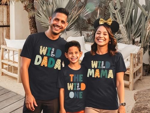 Family Trips Matching Shirts : Wild One Print Tee Safari Animal Theme Parent-Child Outfit - Image 4