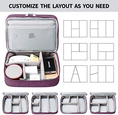 mygreen Electronics Travel Organizer Storage Bag, Double Layer Universal Traveling Gear Accessories Carrying Cover Pouch for iPad Mini Cables Phone Chargers Adapter Flash Hard Drive and More Purple - Image 6