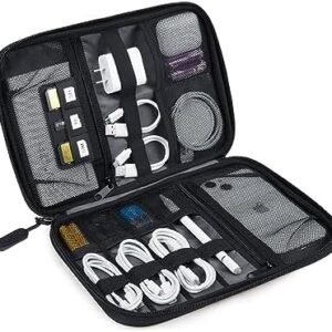 BAGSMART Electronics Travel Organizer Case, Tech Accessories Cord Storage Bag for Phone, Power Bank, SD Card, Cables, Black