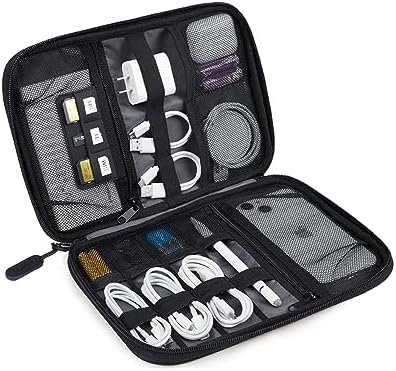 BAGSMART Electronics Travel Organizer Case, Tech Accessories Cord Storage Bag for Phone, Power Bank, SD Card, Cables, Black