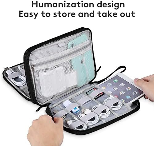 DDgro Travel Electronics Organizer Pouch Bag for Tech Gadgets & Airplane Accessories, for Cables/Cords & Chargers/iPad Mini (Large, Black) - Image 5