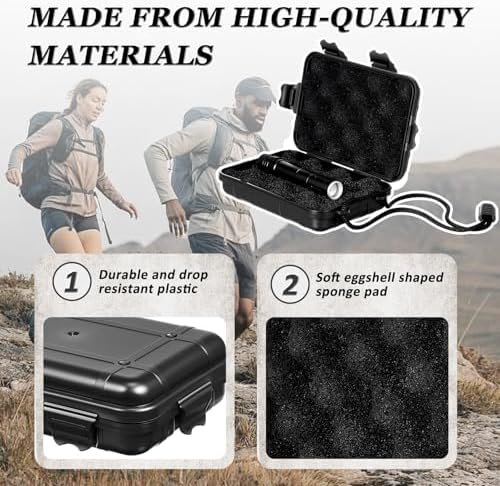 2 Pcs Small Waterproof Case with Foam Insert, 5.2 x 3.54 x 1.46 Camping Survival Kit with Foam Secure Closure, Shockproof Plastic Hard Case Easy to Carry for Outdoor Adventures & Travel - Image 3